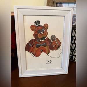 Framed FNAF Illustration in White 5x7 Frame